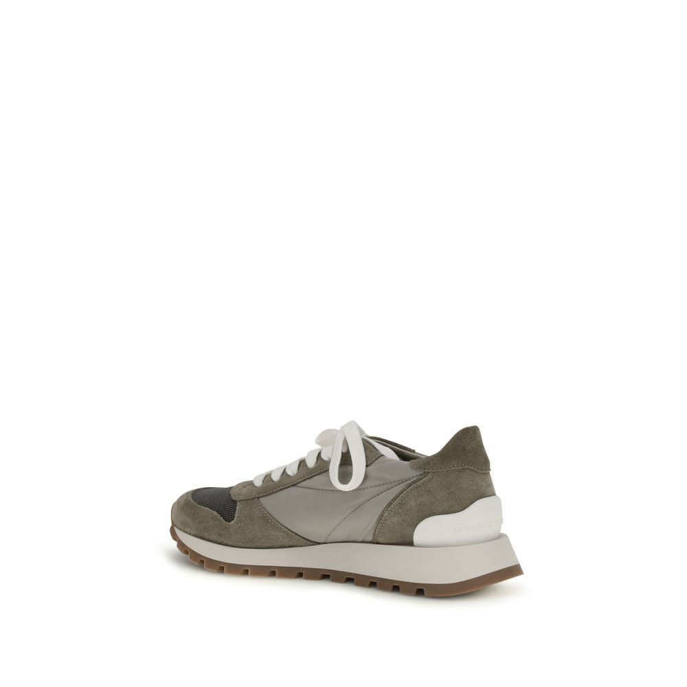 Baskets athlétiques Brunello Cucinelli bicolores en cuir de veau (Bos Taurus)