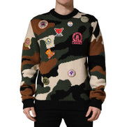Dolce & Gabbana Multicolor Intarsia-Knit Camouflage Sweater