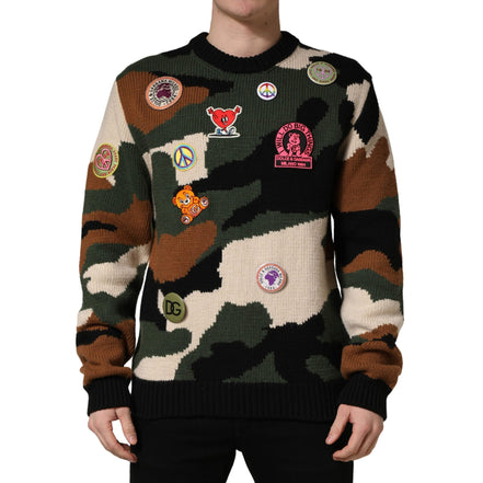 Dolce & Gabbana Multicolor Intarsia-Knit Camouflage Sweater