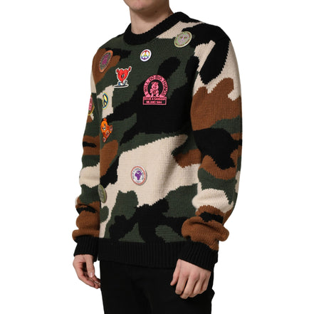 Dolce & Gabbana Multicolor Intarsia-Knit Camouflage Sweater