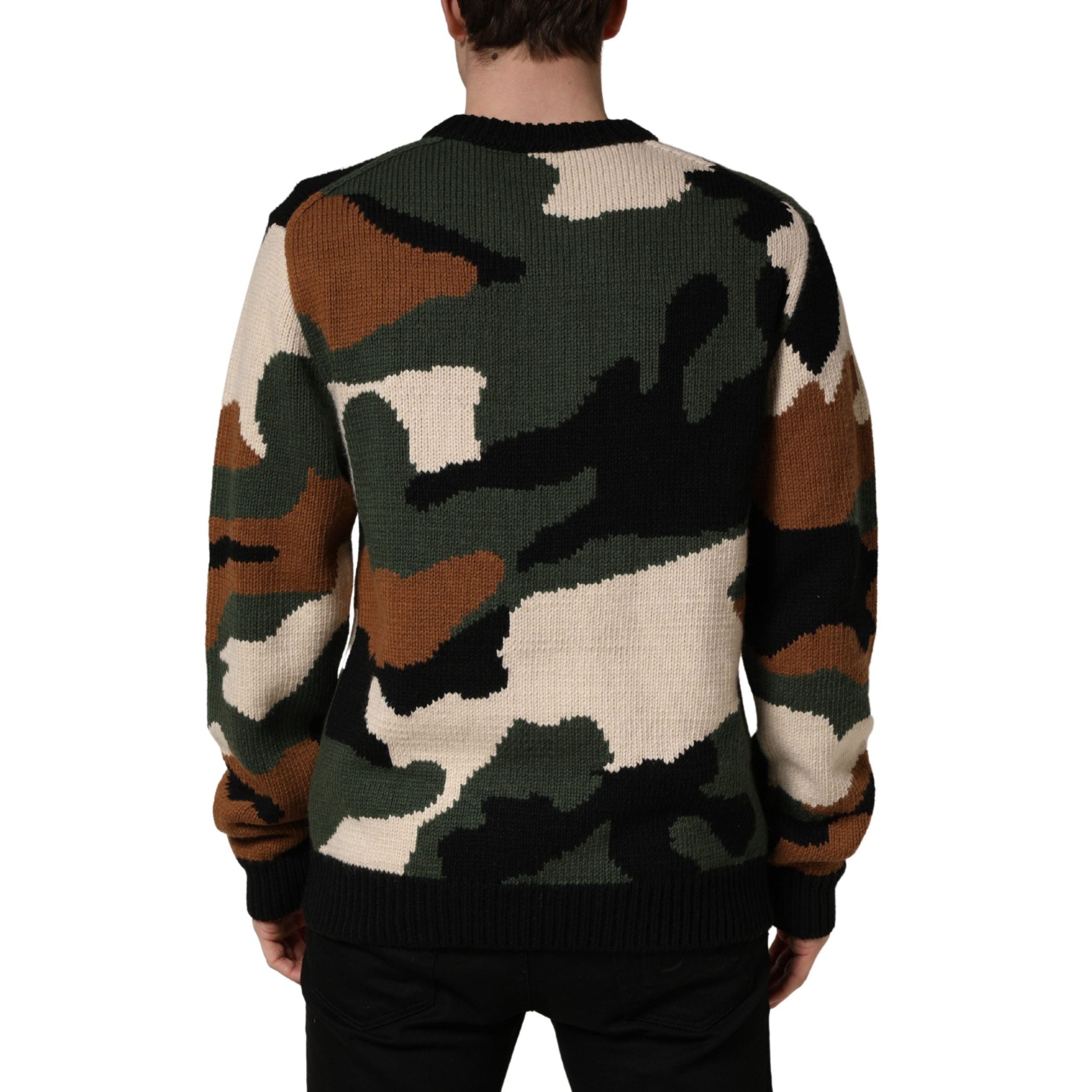 Dolce & Gabbana Multicolor Intarsia-Knit Camouflage Sweater