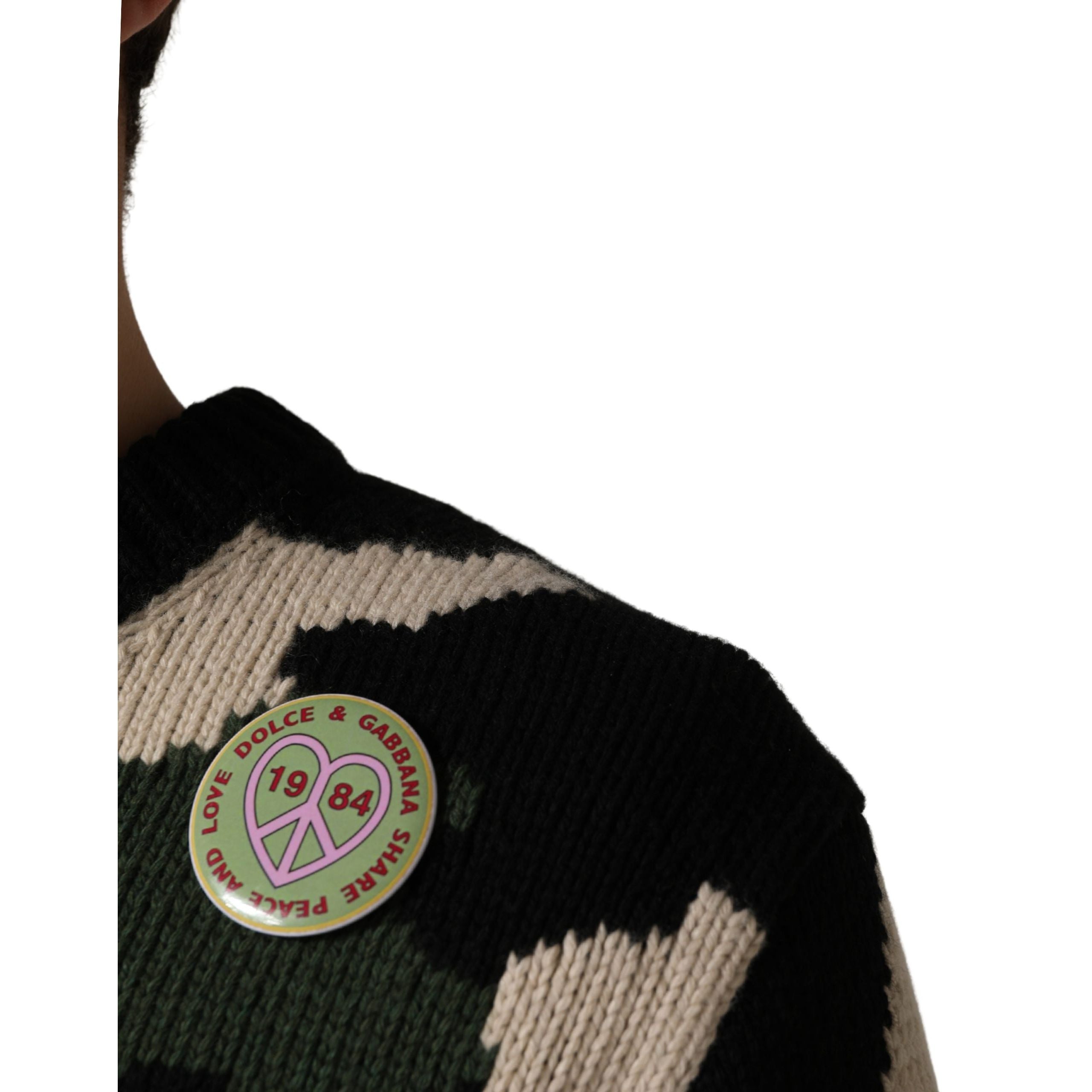Dolce & Gabbana Multicolor Intarsia-Knit Camouflage Sweater