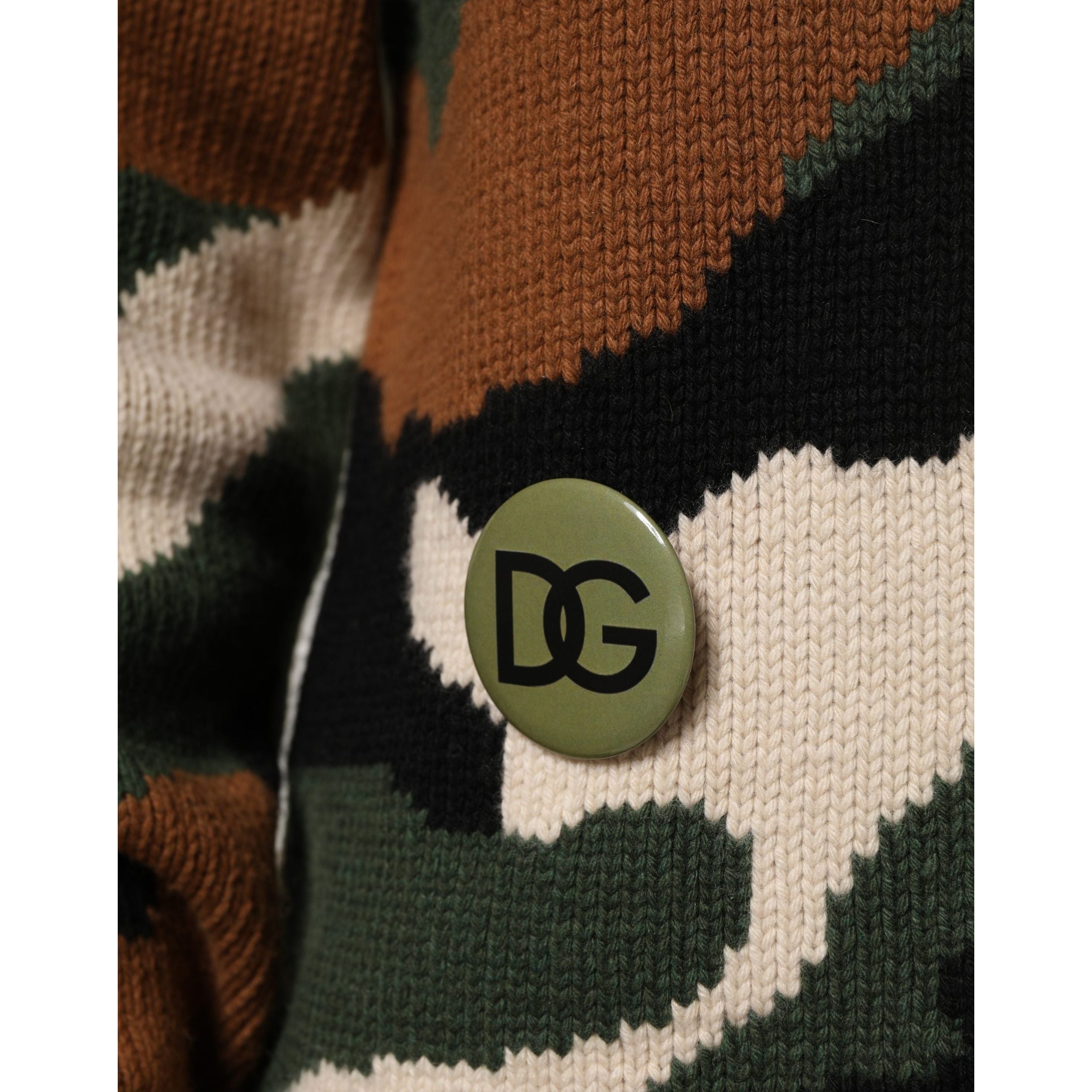 Dolce & Gabbana Multicolor Intarsia-Knit Camouflage Sweater