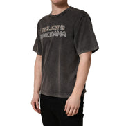 Dolce & Gabbana Grey Logo Embellished Crew Neck T-Shirt
