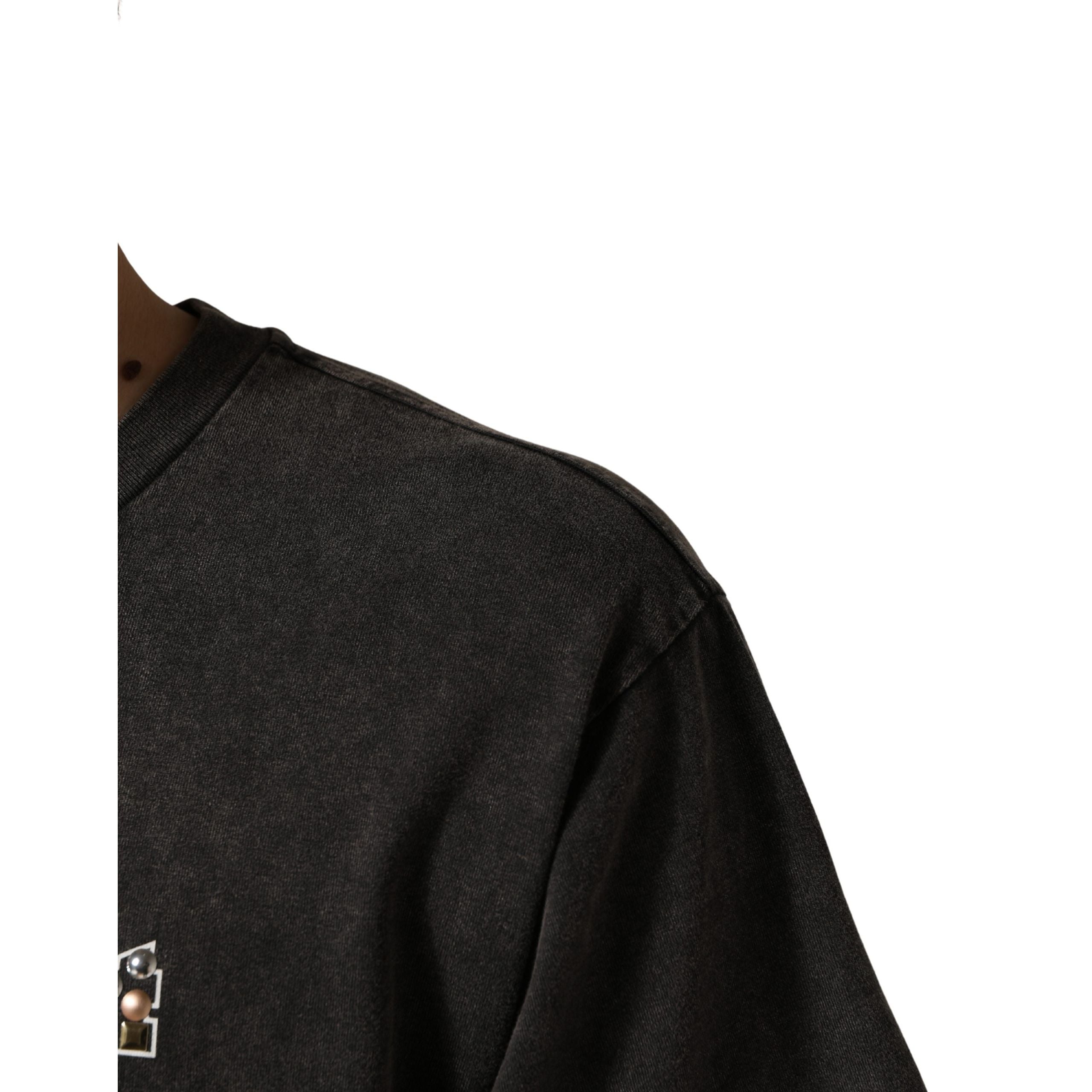 Dolce & Gabbana Grey Logo Embellished Crew Neck T-Shirt