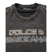 Dolce & Gabbana Grey Logo Embellished Crew Neck T-Shirt