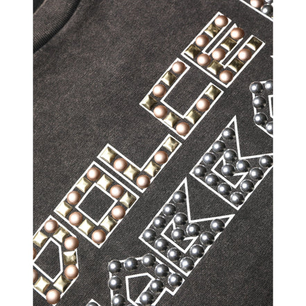 Dolce & Gabbana Grey Logo Embellished Crew Neck T-Shirt