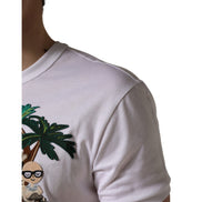 T-shirt col rond homme Dolce & Gabbana blanc brodé palmier
