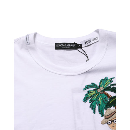 T-shirt col rond homme Dolce & Gabbana blanc brodé palmier