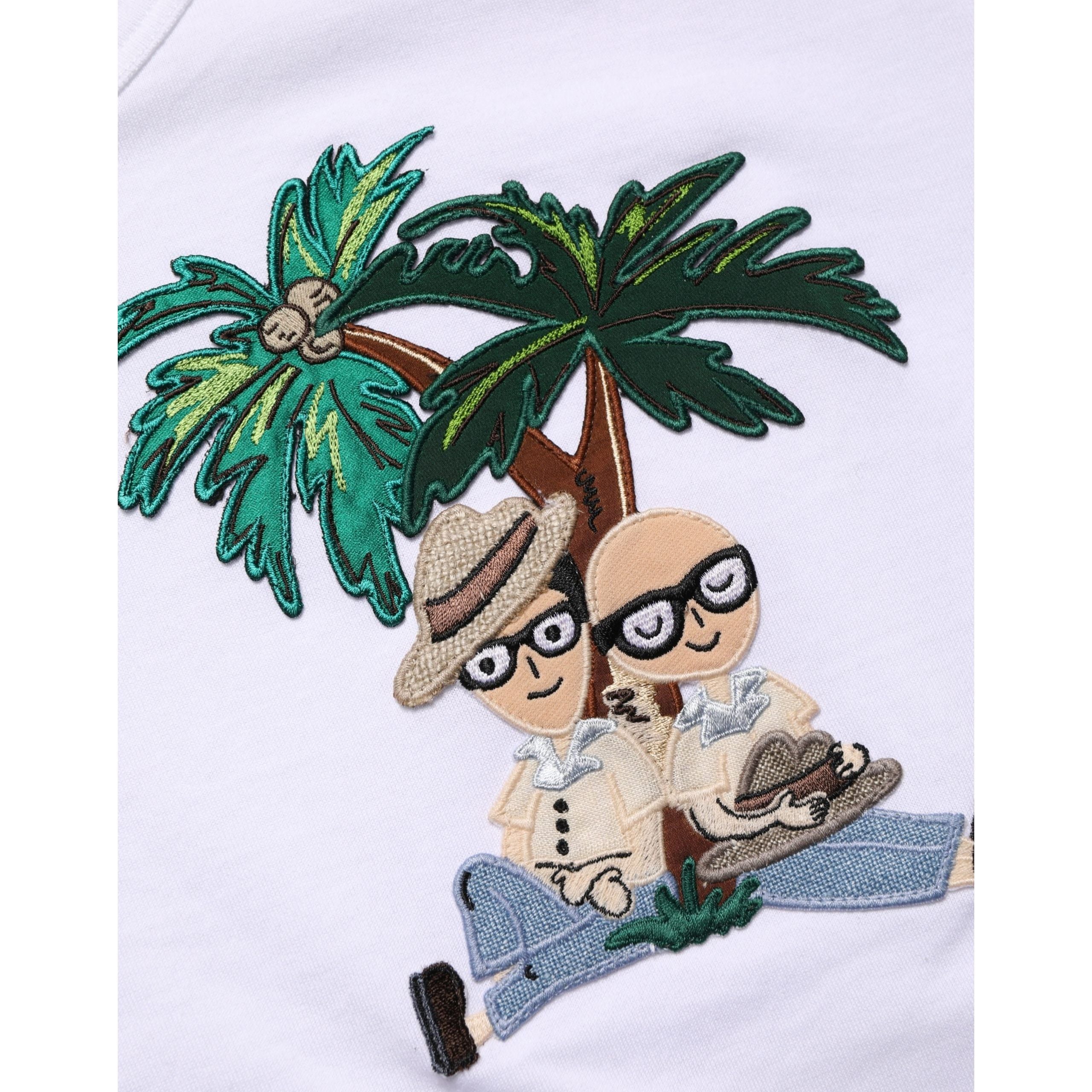 T-shirt col rond homme Dolce & Gabbana blanc brodé palmier