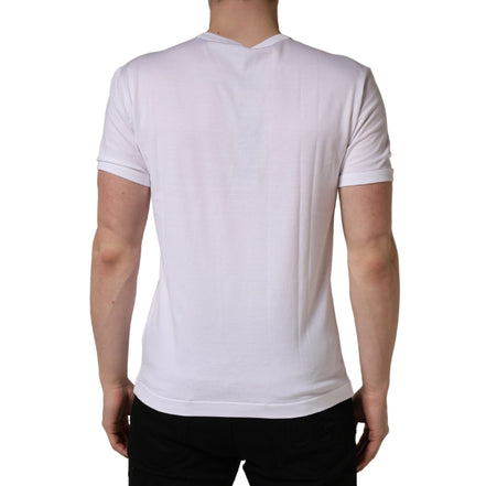 T-shirt col rond homme Dolce & Gabbana blanc brodé palmier