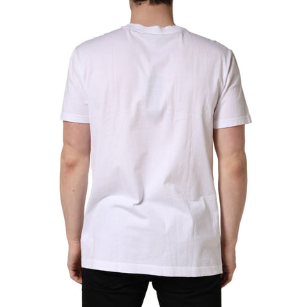 T-shirt col rond en coton blanc Barcode Dolce & Gabbana pour homme