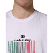 T-shirt col rond en coton blanc Barcode Dolce & Gabbana pour homme