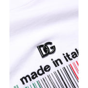 T-shirt col rond en coton blanc Barcode Dolce & Gabbana pour homme