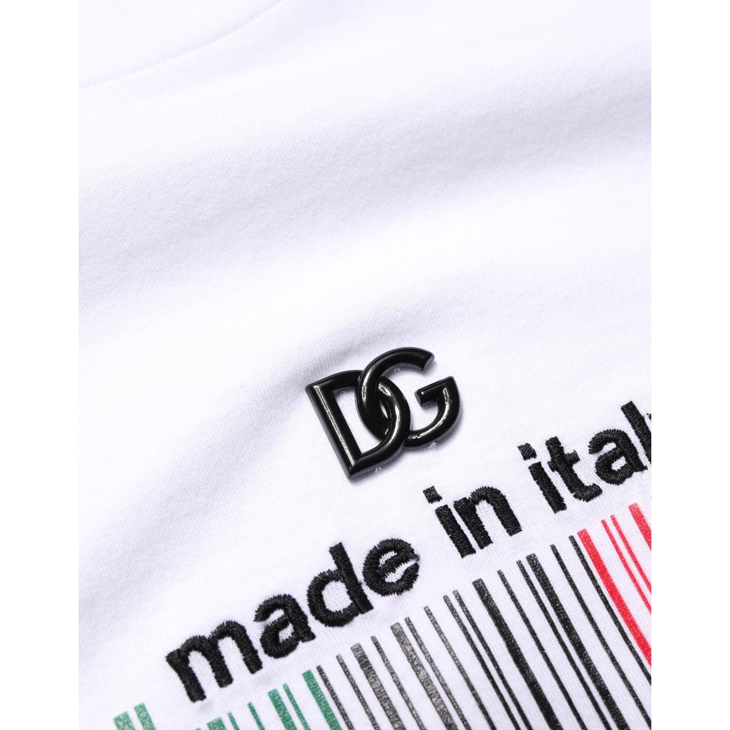 T-shirt col rond en coton blanc Barcode Dolce & Gabbana pour homme