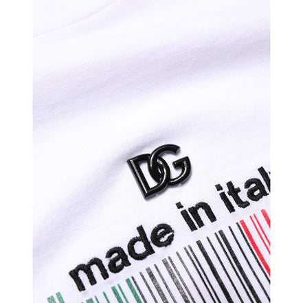 T-shirt col rond en coton blanc Barcode Dolce & Gabbana pour homme