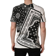 Dolce & Gabbana Black White Bandana Cotton Crew Neck T-Shirt