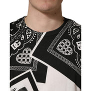 Dolce & Gabbana Black White Bandana Cotton Crew Neck T-Shirt