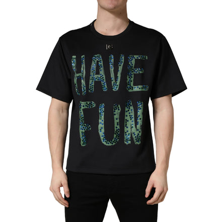T-shirt Dolce & Gabbana noir à col rond orné « Have Fun »
