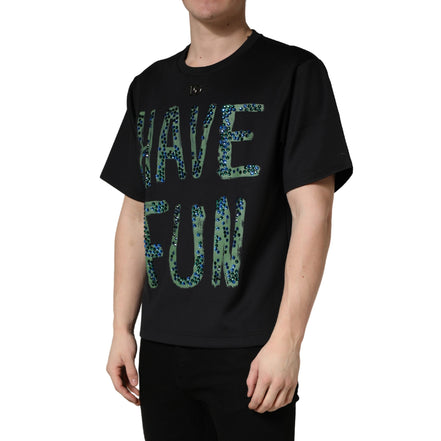 T-shirt Dolce & Gabbana noir à col rond orné « Have Fun »