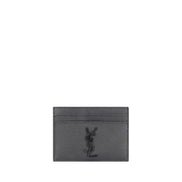 Portafoglio Saint Laurent in pelle di vitello grigia Bos Taurus
