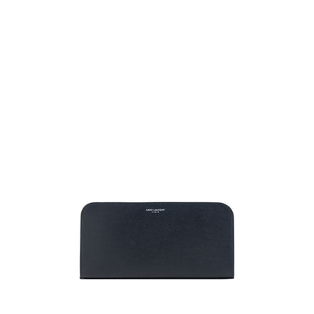 Portefeuille Saint Laurent en Cuir de Veau Noir Bos Taurus