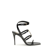 Saint Laurent Cassandra Black Patent Stiletto Heel Sandals