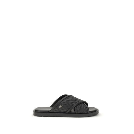 Ferragamo Black Flat Sandals