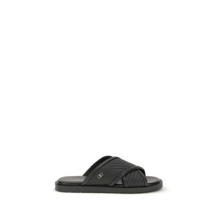 Sandali Ferragamo neri in pelle di vitello Bos Taurus