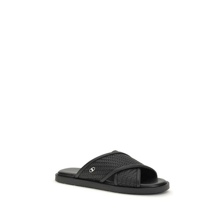 Sandali Ferragamo neri in pelle di vitello Bos Taurus