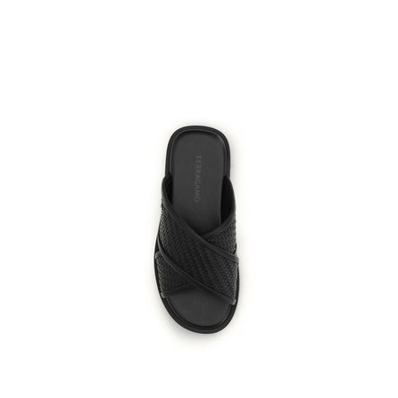 Ferragamo Black Flat Sandals
