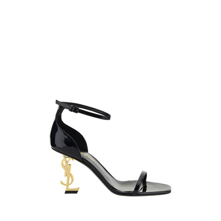 Saint Laurent Opyum Black Patent Calf Leather Stiletto Heel Sandals