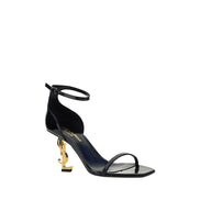 Saint Laurent Opyum Black Patent Calf Leather Stiletto Heel Sandals
