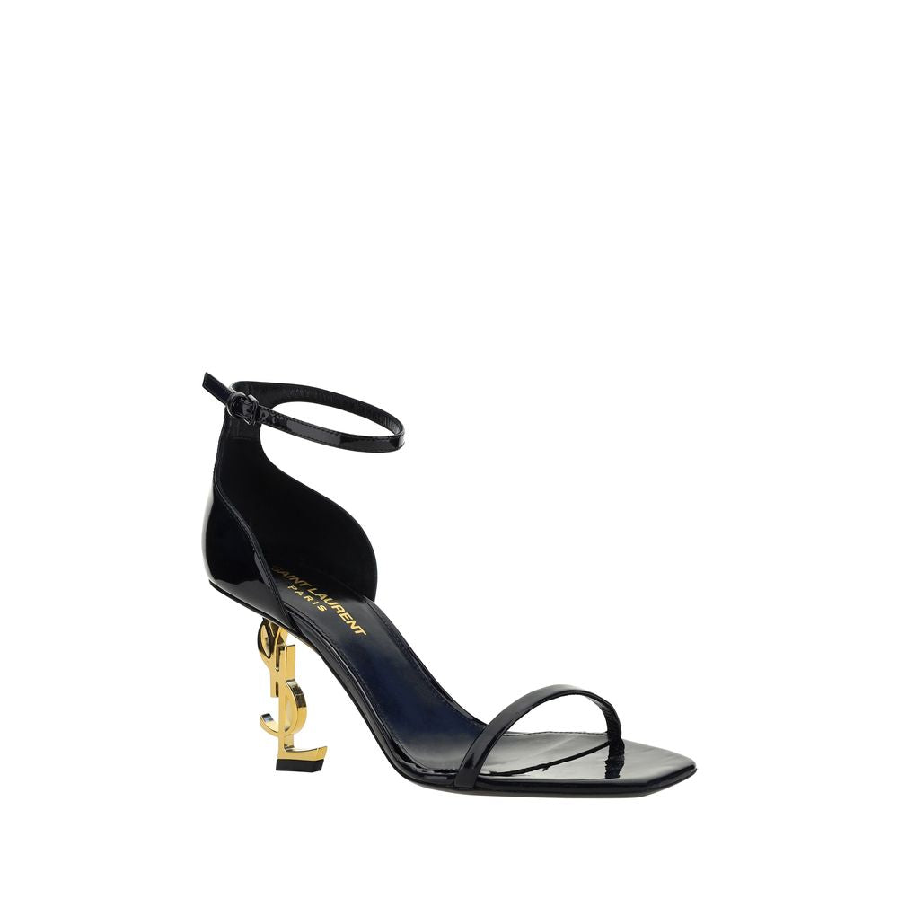 Saint Laurent Opyum Black Patent Calf Leather Stiletto Heel Sandals