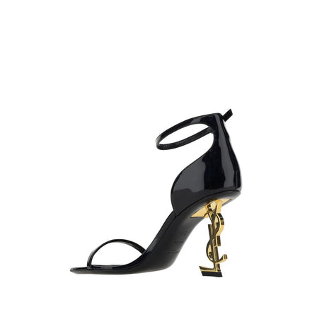 Saint Laurent Opyum Black Patent Calf Leather Stiletto Heel Sandals