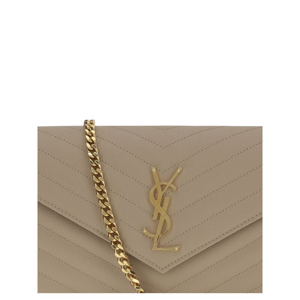 Saint Laurent Beige Calf Leather Shoulder Bag