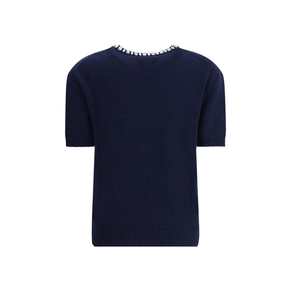 Sweat-shirt en laine polaire bleue Prada
