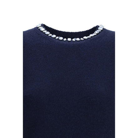 Sweat-shirt en laine polaire bleue Prada