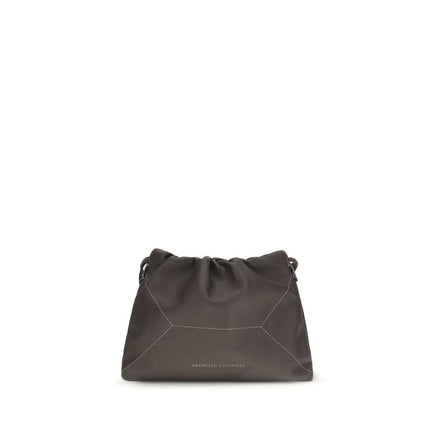 Sac porté épaule Brunello Cucinelli en veau marron Bos Taurus