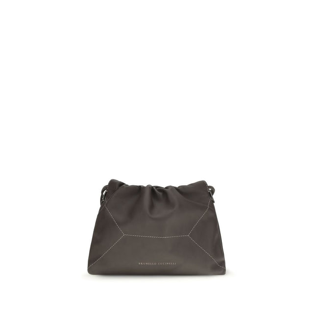 Sac porté épaule Brunello Cucinelli en veau marron Bos Taurus