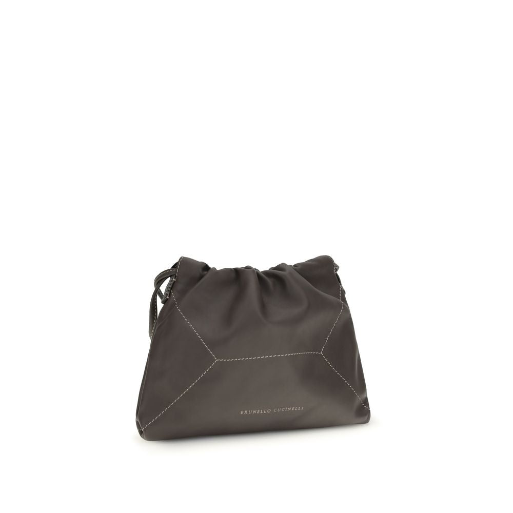 Sac porté épaule Brunello Cucinelli en veau marron Bos Taurus