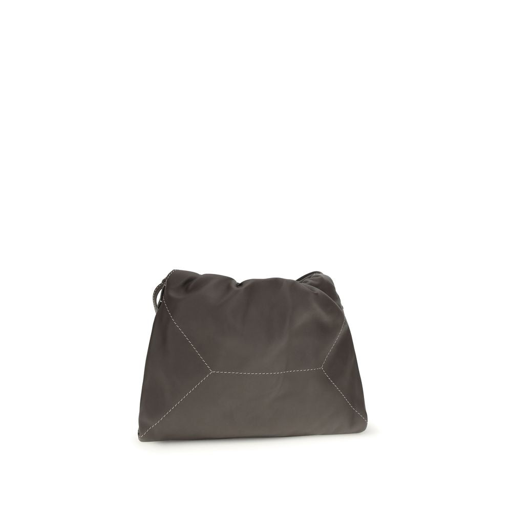 Sac porté épaule Brunello Cucinelli en veau marron Bos Taurus