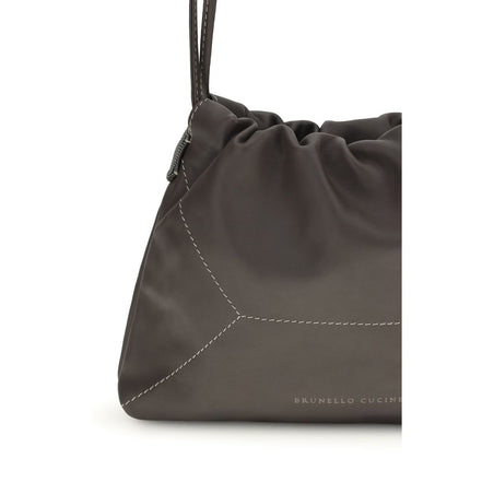 Sac porté épaule Brunello Cucinelli en veau marron Bos Taurus
