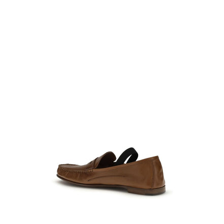 Versace Brown Leather Slip-On Loafers