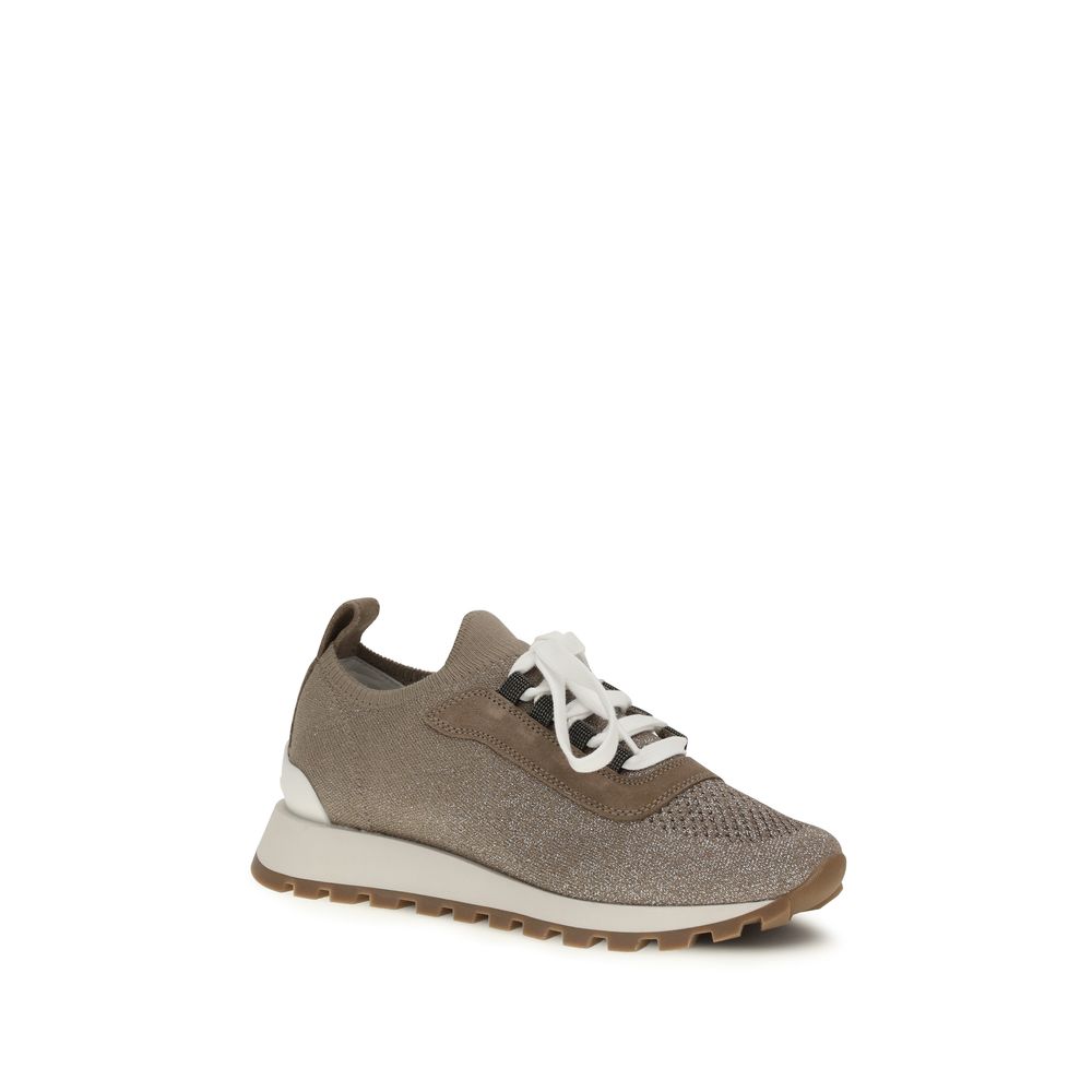 Baskets épaisses en coton beige Brunello Cucinelli