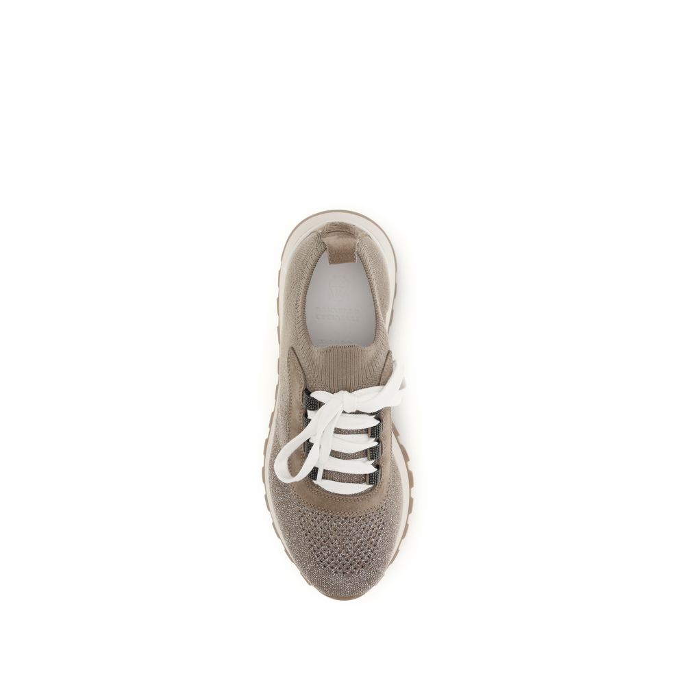 Baskets épaisses en coton beige Brunello Cucinelli