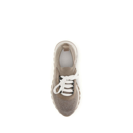 Baskets épaisses en coton beige Brunello Cucinelli