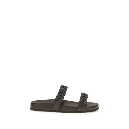 Sandali bassi Brunello Cucinelli in pelle di vitello marrone (Bos Taurus)