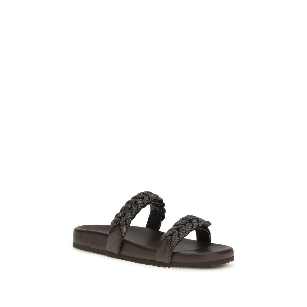 Sandali bassi Brunello Cucinelli in pelle di vitello marrone (Bos Taurus)