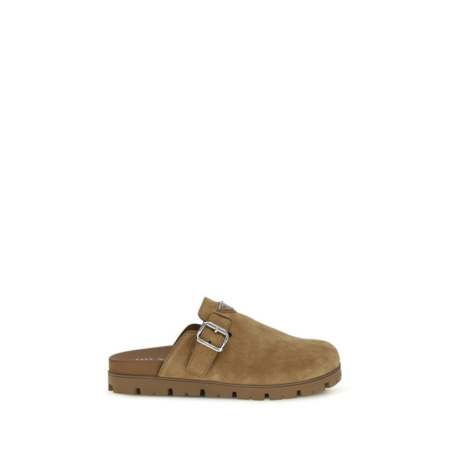 Mules Prada in pelle di vitello beige Bos Taurus